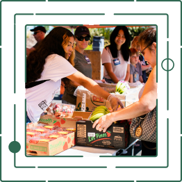 Local Foodbank workers distributing food to those in need.