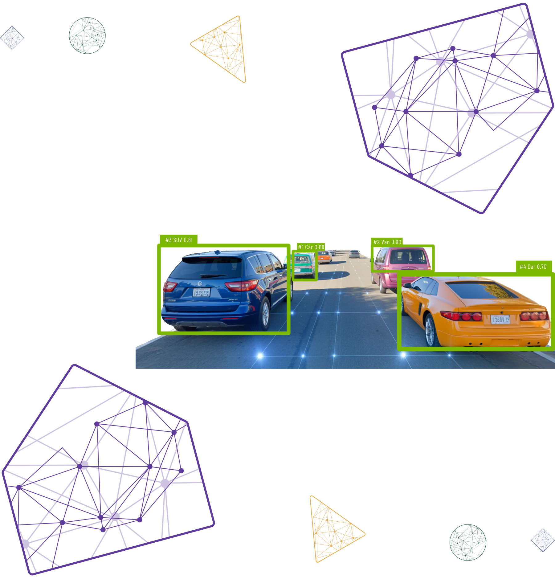 Cars on the road being scanned for data
