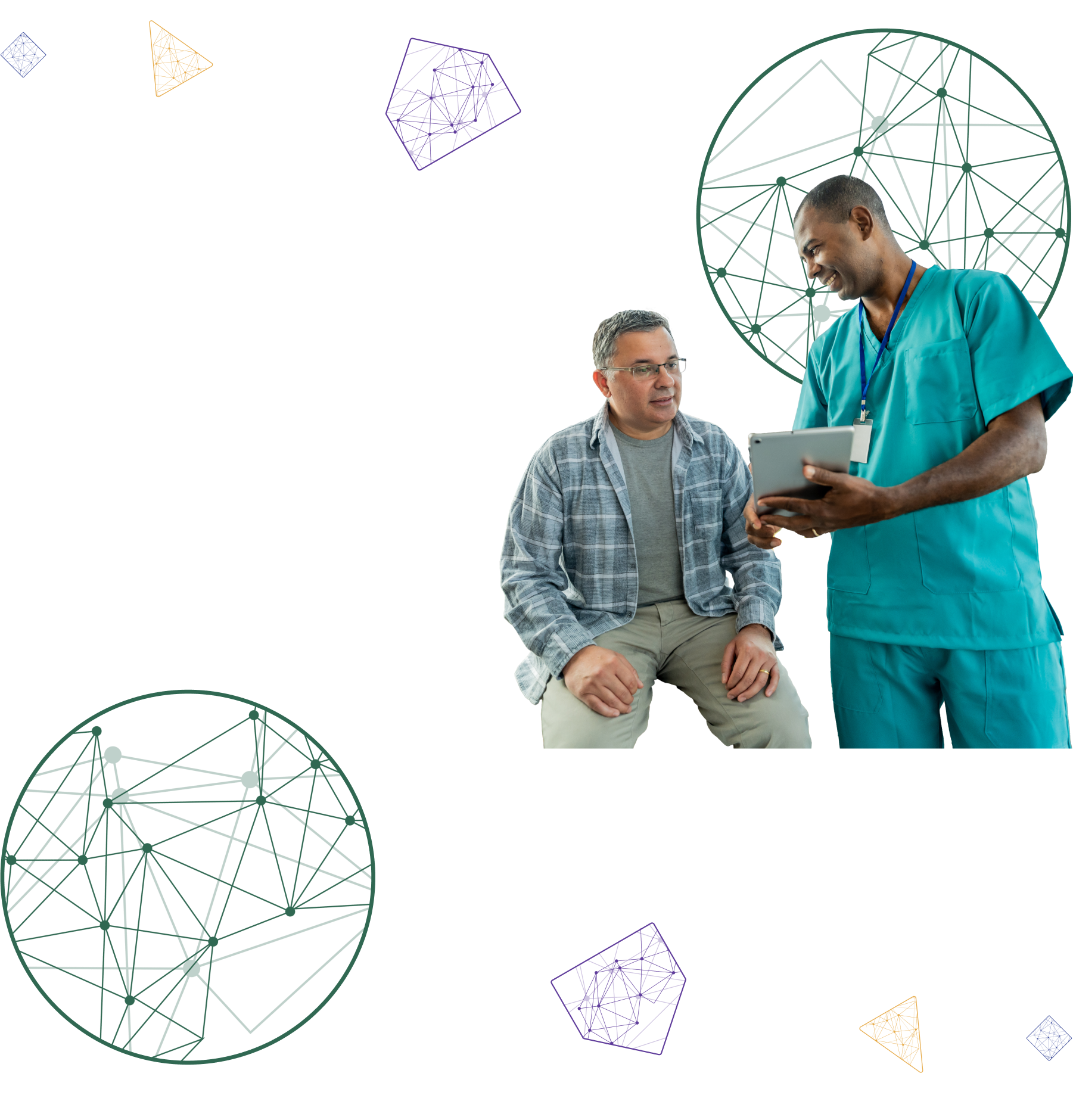 Patient and Doctor viewing stats on a tablet